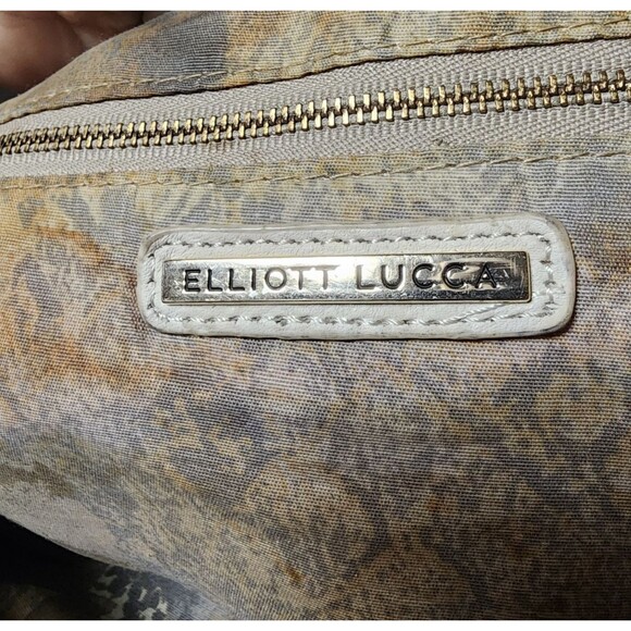 Elliott Lucca Handpainted Intreccio Peacock Leather Tote Bag - Picture 9 of 13